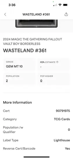 2024 MTG PIP Fallout - Wasteland; Vault Boy Borderless #361 PSA 10 - Image 4