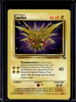 1999 Pokemon Fossil Zapdos #30/62 - Image 1