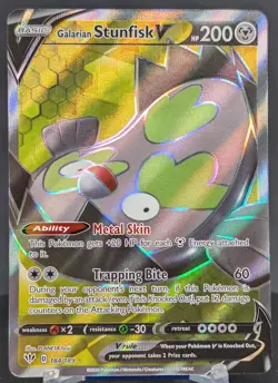 Pokemon Galarian Stunfisk V #184/189 English Darkness Ablaze Ultra Rare - Image 1