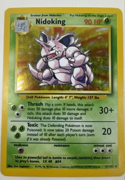 Pokemon TCG Nidoking Base Set 11/102 Holo 1999-2000 Wizards Base Set - Image 1
