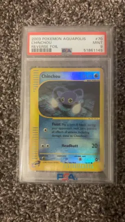 PSA 9 - LOW POP!! 2003 POKEMON AQUAPOLIS #70 CHINCHOU REVERSE FOIL - Image 1