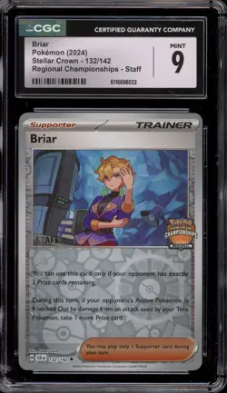 Pokemon Briar STAFF Regional Championship Stellar Crown #132 CGC 9 Mint - Image 1