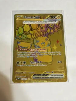 Pokemon TCG Pikachu EX Hyper Rare Gold SV Prismatic Evolutions Card 179/131 - Image 1