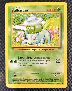 Pokemon 1999 Unlimited BULBASAUR 44/102 - never played - Image 1