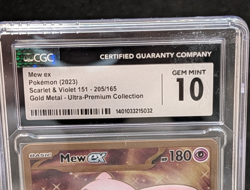 2023 Pokemon 151 Mew ex Gold Metal UPC Promo 205/165 CGC 10 Gem Mint - Image 2