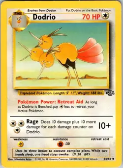 Dodrio 34/64 Uncommon Jungle Pokemon Unlimited Lightly Played - Image 1