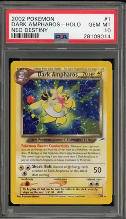 Pokemon Dark Ampharos Neo Destiny Unlimited Holo Rare #1 PSA 10 Gem Mint - Image 1
