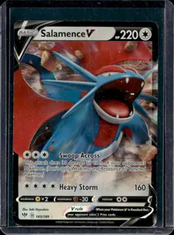 2020 Pokemon SWSH Darkness Ablaze Salamence V #143/189 - Image 1