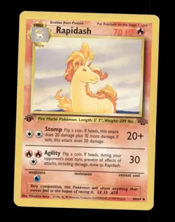 Pokemon TCG Rapidash 1st Edition 44/64 WOTC Jungle (1999) LP - Image 1