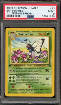 Pokemon Butterfree Jungle "d" Edition Error #33 PSA 9 Mint - Image 1