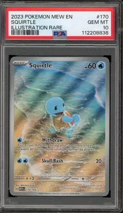 Pokemon Squirtle 151 MEW EN Illustration Rare #170 PSA 10 Gem Mint - Image 1