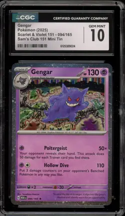 Pokemon Gengar Sam's Club 151 Mini Tin Holo Rare #094 CGC 10 Gem Mint - Image 1
