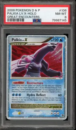 Pokemon Palkia Lv.X Great Encounters Holo Ultra Rare #106 PSA 8 - Image 1