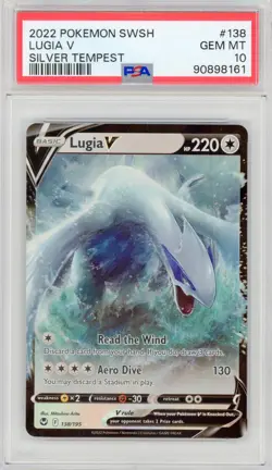 2022 POKEMON SWORD & SHIELD SILVER TEMPEST #138/195 LUGIA V HOLO PSA 10 - Image 1