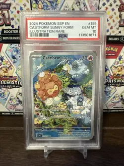 Pokemon TCG Castform Sunny Form 195/191 Surging Sparks Illustration Rare PSA 10 - Image 1