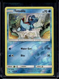 2017 Pokemon Shining Legends Totodile Reverse Holo #18/73 - Image 1