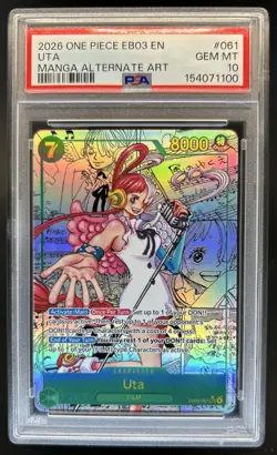 2026 One Piece Heroines Edition Uta Secret Rare Manga Alt Art #EB03-061 PSA 10 - Image 1