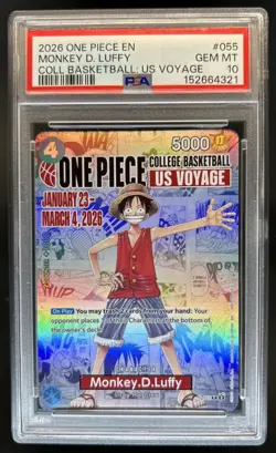 2026 One Piece X College Basketball US Voyage Monkey D Luffy #P-055 PSA 10 - Image 1