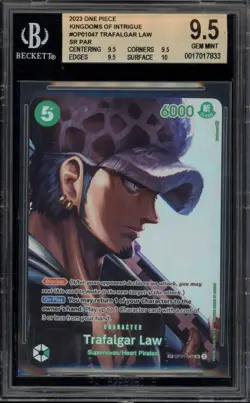 One Piece CCG Trafalgar Law Kingdoms of Intrigue SR PAR OP01-047 BGS 9.5 - Image 1