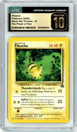 Pokemon Pikachu #27 Black Star Promo "Bumblebee" CGC Pristine 10 - Image 1