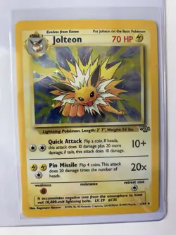 Pokemon Jolteon Holo Rare 4/64 Jungle Set Vintage 1999 TCG NM-LP Condition - Image 1