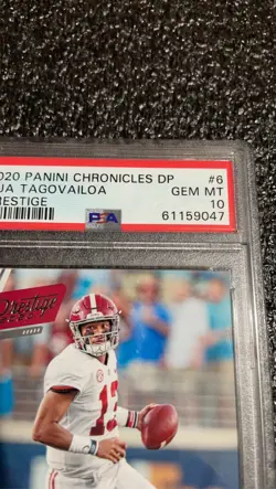 2020 Panini Chronicles DP Prestige Tua Tagovailoa #6 Rookie RC Gem Mint PSA 10 - Image 3