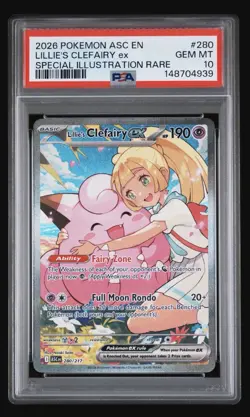 POKEMON ASCENDED HEROES LILLIES CLEFAIRY EX 280/217 SIR PSA 10 - Image 1