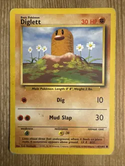 Pokemon DIGLETT Energy Misprint ERROR Card Base Set 47/102 WoTC 1999 DMG - Image 1