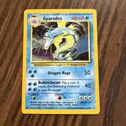 Pokemon TCG Gyarados Base Set Holo Card 6/102 Unlimited Rare, Vintage - Image 1