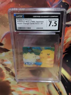 1999 Pokemon Meiji Super Change Cards Togepi & Pikachu Lenticular CGC 7.5 - Image 1