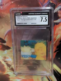 1999 Pokemon Meiji Super Change Cards Togepi & Pikachu Lenticular CGC 7.5 - Image 2