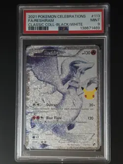 Reshiram Celebrations Holo Card 113/114 Classic Collection Full Art PSA 9 - Image 1