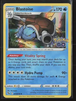 Blastoise Holo Rare Pokemon GO 017/078 NM Pokemon Card - Image 1