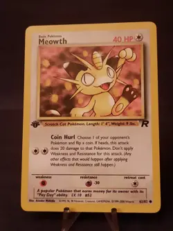 Pokemon Card ( Meowth ) 62/82 Team Rocket-1st Edition Regular VLP-NM - Image 1