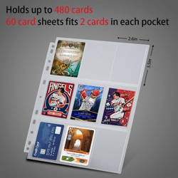 540 Pockets Baseball Card Sleeves, FOME Double Side 9-Pocket 30 Pages 3 Hole - Image 4