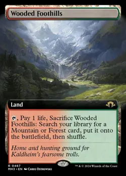 MTG Wooded Foothills Modern Horizons 3 (MH3) (Extended Art)(R) (Foil) NM in hand - Image 1