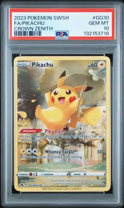 2023 POKEMON SWORD & SHIELD CROWN ZENITH #GG30 FULL ART/PIKACHU PSA 10 - Image 1