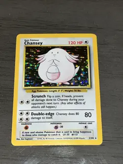 Pokemon Chansey 3/102 Base Set Holo Rare 120 HP - Gently Used & Nice Condition! - Image 1