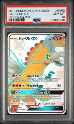 2019 POKEMON SUN & MOON HIDDEN FATES #SV50 FULL ART/HO-OH GX PSA 10 - Image 1