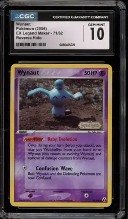 Pokemon Wynaut EX Legend Maker Reverse Holo #71 CGC 10 Gem Mint - Image 1