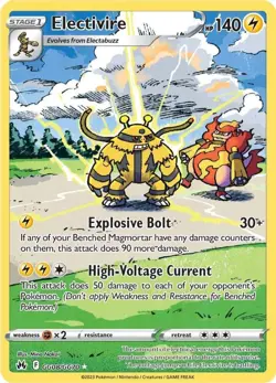 Pokemon TCG Electivire Crown Zenith GG08/GG70 Holo Gallery Rare - Image 1