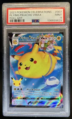 2021 Pokemon SWSH Celebrations Flying Pikachu VM Full Art #007/025 PSA 9 - Image 1