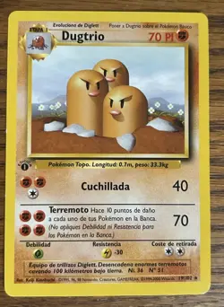 Dugtrio 19/102 1st Edition Base Set Spanish Pokemon - Image 1
