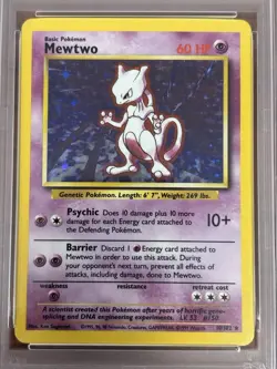 1999 Pokemon TCG Mewtwo Base Set Holo Unlimited Rare PSA 6 EX-MT - Image 3