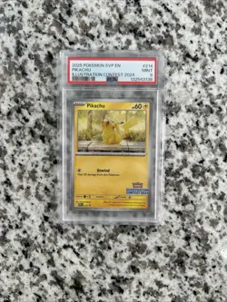 Pokemon Pikachu TCG Illustration Contest 2024 Promo Black Star SVP 214 PSA 9 - Image 1