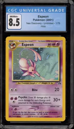 Pokemon Espeon Neo Discovery Unlimited Holo Rare #1 CGC 8.5 - Image 1