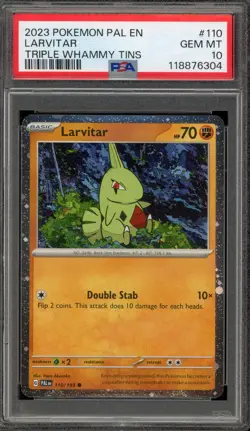 Pokemon Larvitar Paldea Evolved Triple Whammy Tins Holo #110 PSA 10 Gem Mint - Image 1