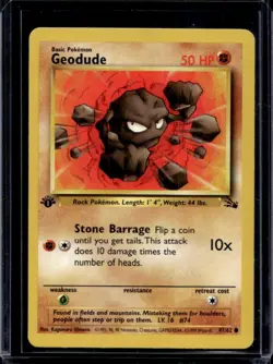 1999 Pokemon Fossil 1st Edition Geodude #47/62 - Image 1