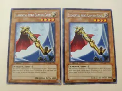 2x Elemental Hero Captain Gold DP06-EN004 Rare 1st Edition LP - Image 1