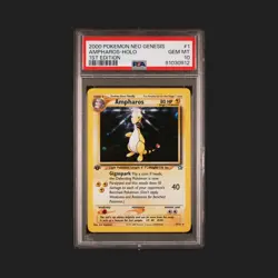 G2U Pokemon Neo Genesis 1 Ampharos Holo Gem MINT 1st Edition PSA 10 Swirl - Image 1